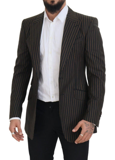 Dolce & Gabbana Schwarzbraun gestreifter einreihiger Blazer