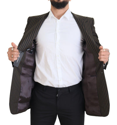 Dolce & Gabbana Schwarzbraun gestreifter einreihiger Blazer