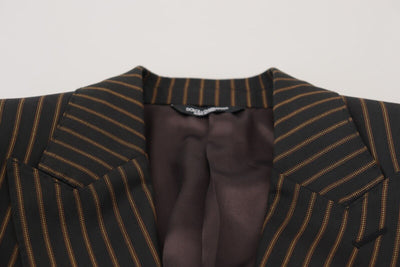 Dolce & Gabbana Schwarzbraun gestreifter einreihiger Blazer