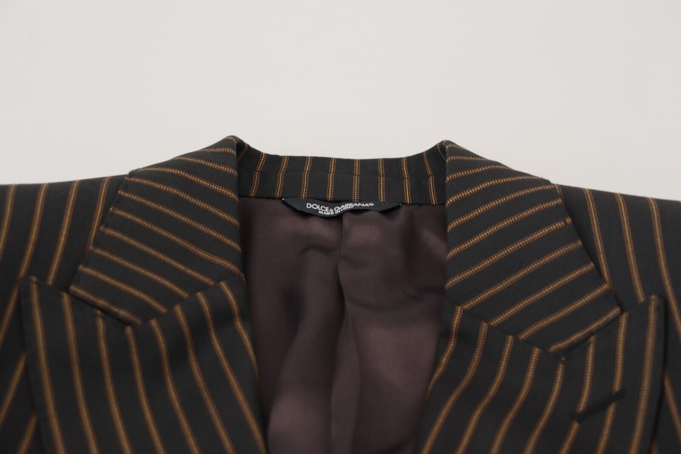 Dolce & Gabbana Schwarzbraun gestreifter einreihiger Blazer