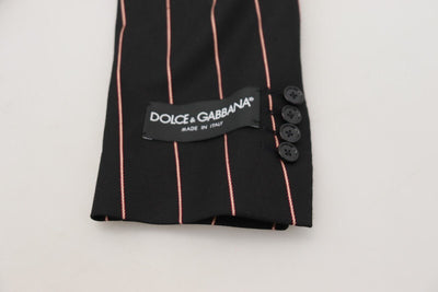 Dolce & Gabbana Schwarzer gestreifter Viskose-Blazer mit zwei Brüsten
