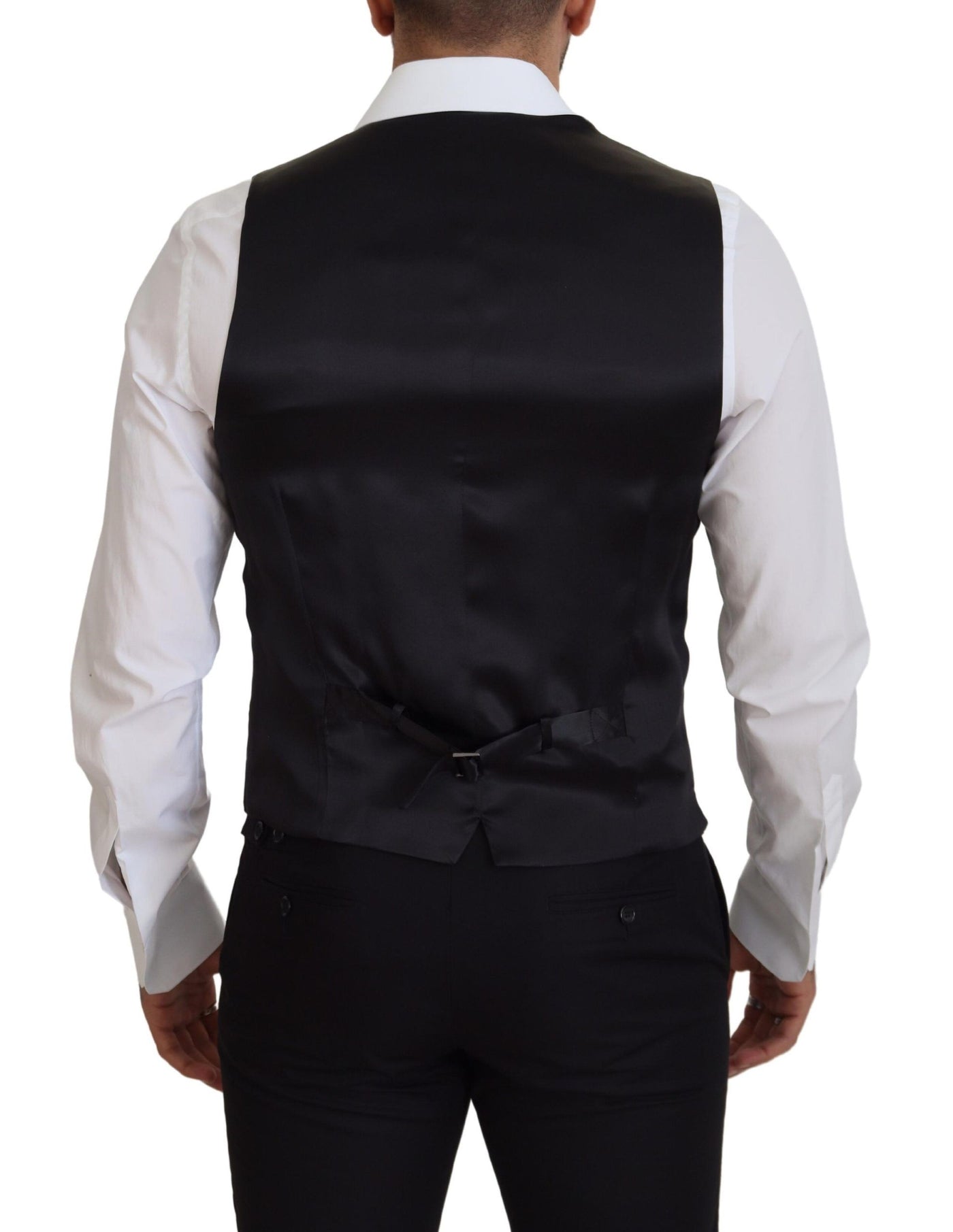 Dolce & Gabbana Schwarze Schurwollweste Formelle Anzugsweste