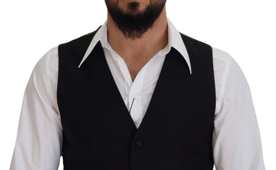 Dolce & Gabbana Schwarze Schurwollweste Formelle Anzugsweste