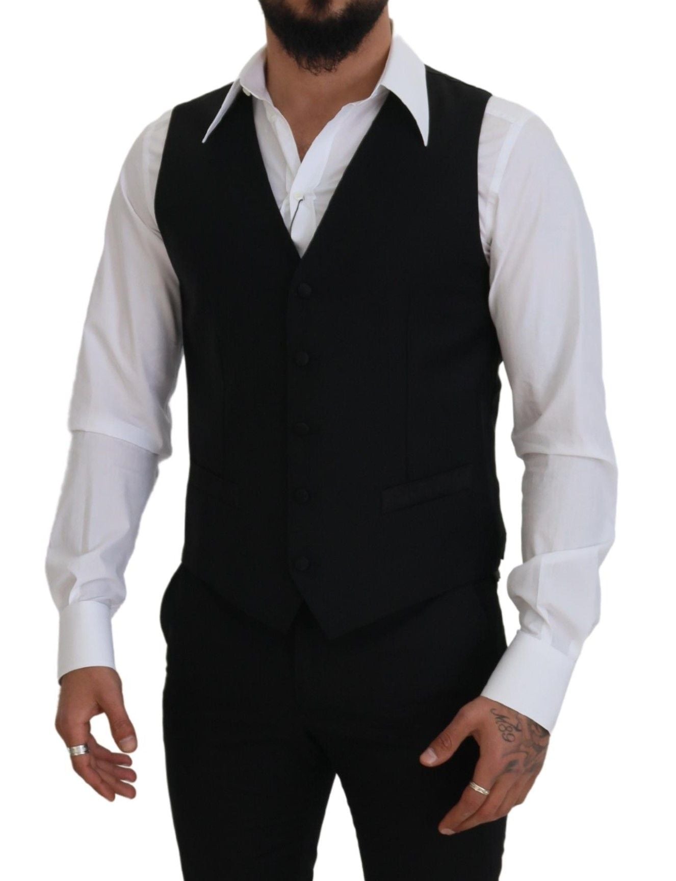 Dolce & Gabbana Schwarze Schurwollweste Formelle Anzugsweste