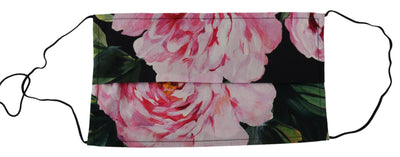 Dolce & Gabbana Schwarze florale plissierte elastische Ohrenschlaufe Gesichtsmaske