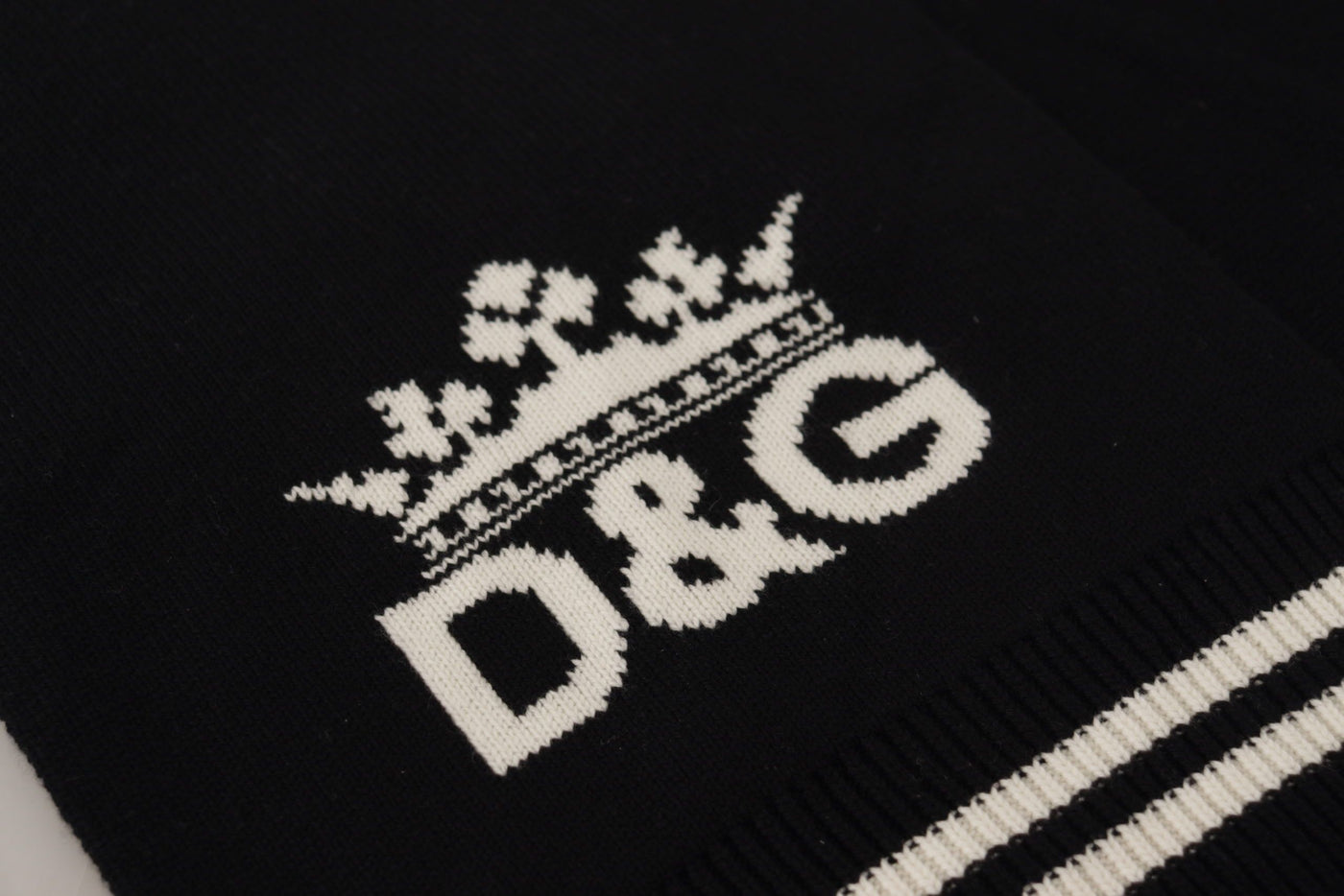 Dolce & Gabbana Schwarz Weiß Baumwolle DG Bedruckter Kaschmirschal