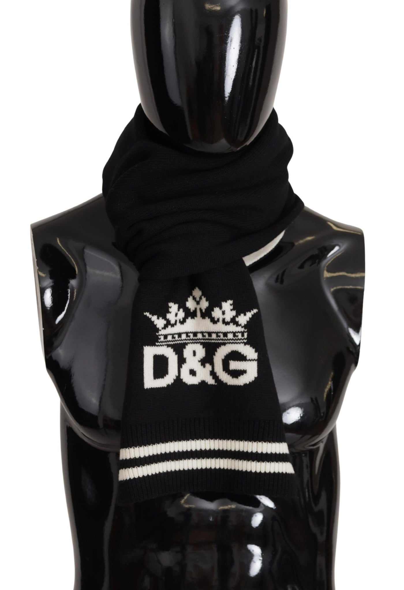 Dolce & Gabbana Schwarz Weiß Baumwolle DG Bedruckter Kaschmirschal
