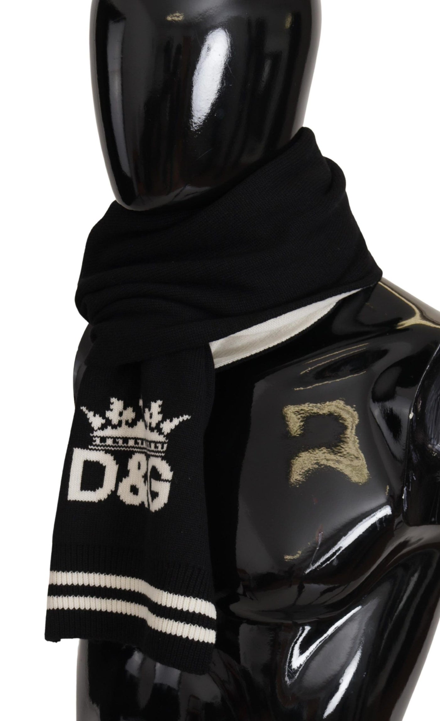 Dolce & Gabbana Schwarz Weiß Baumwolle DG Bedruckter Kaschmirschal