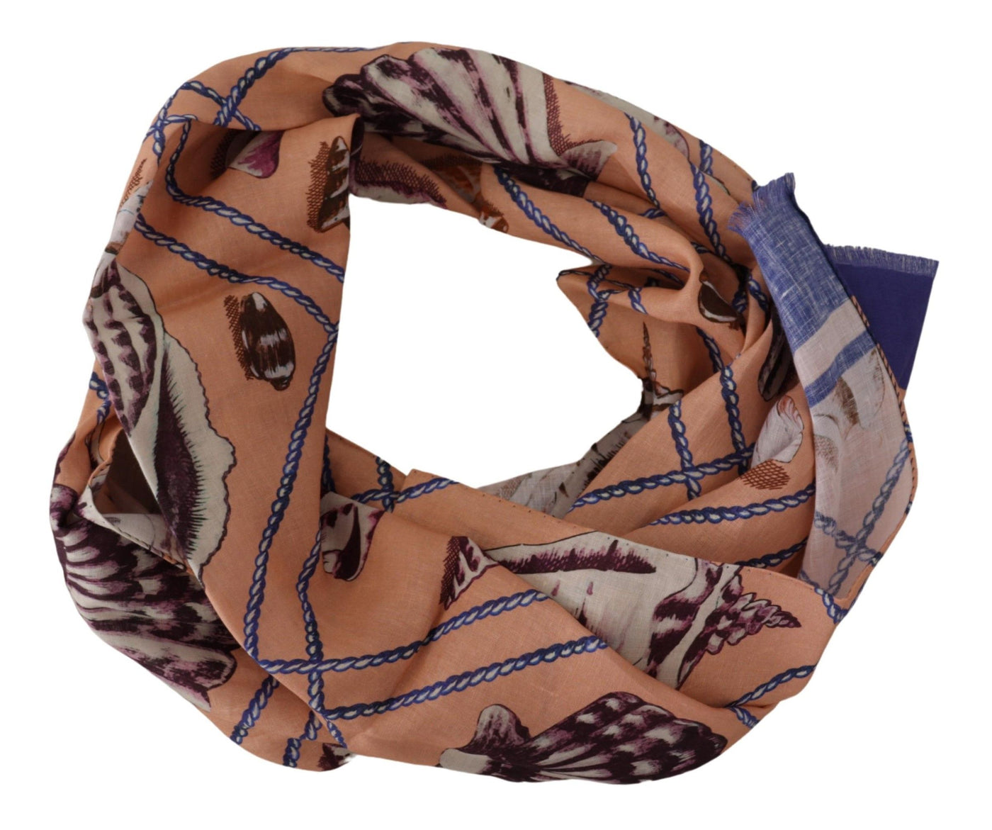Dolce & Gabbana Blaues Leinen Muschelmuster Herren-Wickeltuch-Schal