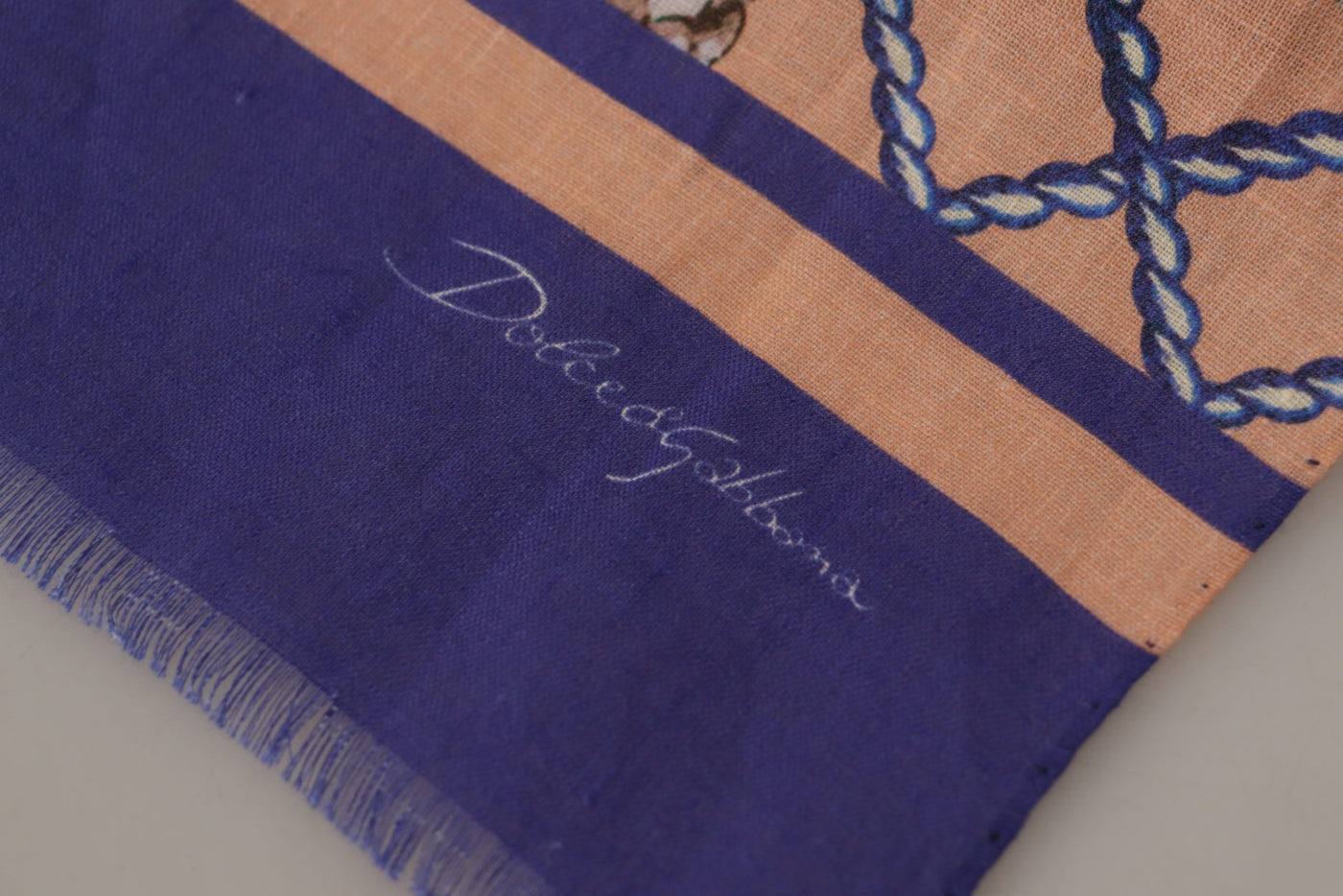 Dolce & Gabbana Blaues Leinen Muschelmuster Herren-Wickeltuch-Schal