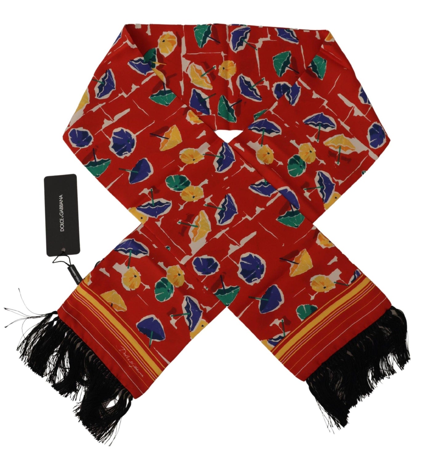 Dolce & Gabbana Multicolor DG Umbrellas Print Schal Fransenschal