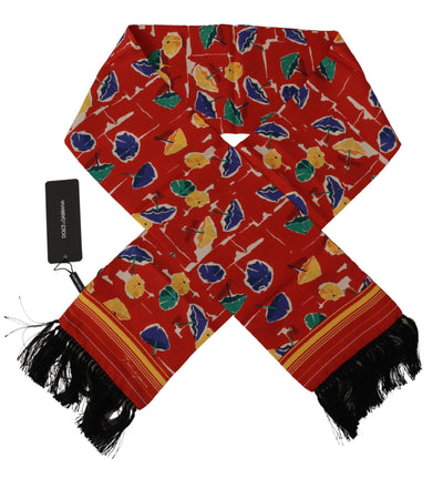 Dolce & Gabbana Multicolor DG Umbrellas Print Schal Fransenschal