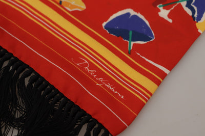 Dolce & Gabbana Multicolor DG Umbrellas Print Schal Fransenschal