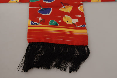 Dolce & Gabbana Multicolor DG Umbrellas Print Schal Fransenschal