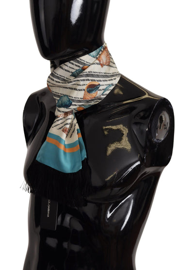 Dolce & Gabbana Multicolor Muscheln DG Print Seidenschal Fransenschal