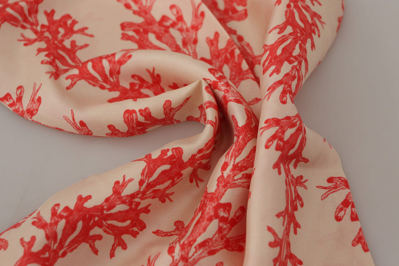Dolce & Gabbana Weiß Rot Korallen Print Schal Wrap Fransenschal