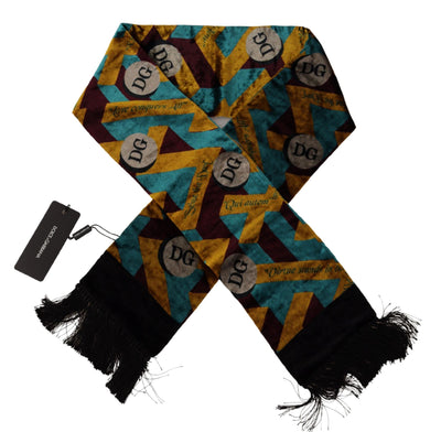 Dolce & Gabbana Multicolor DG Logo Print Schal Wrap Fransenschal