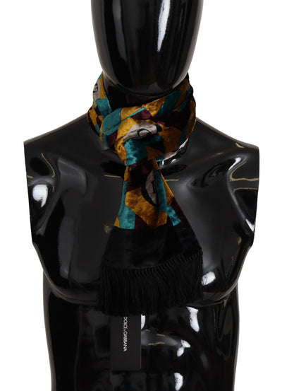 Dolce & Gabbana Multicolor DG Logo Print Schal Wrap Fransenschal
