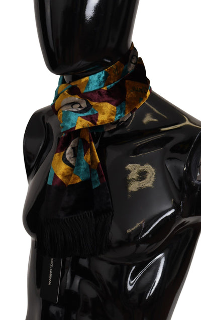 Dolce & Gabbana Multicolor DG Logo Print Schal Wrap Fransenschal