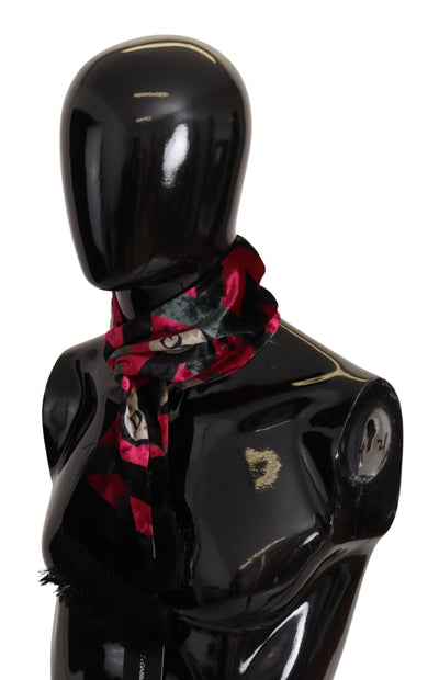 Dolce & Gabbana Multicolor DG Logo Print Herren Schal Wrap Fransenschal