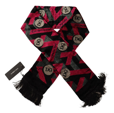 Dolce & Gabbana Multicolor DG Logo Print Herren Schal Wrap Fransenschal