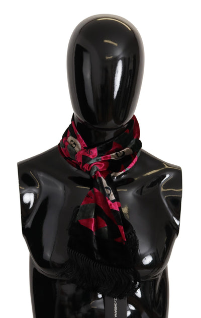 Dolce & Gabbana Multicolor DG Logo Print Herren Schal Wrap Fransenschal