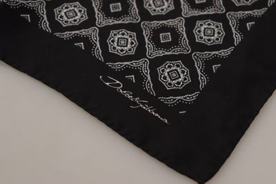Dolce & Gabbana Schwarzes geometrisch gemustertes quadratisches Taschentuch