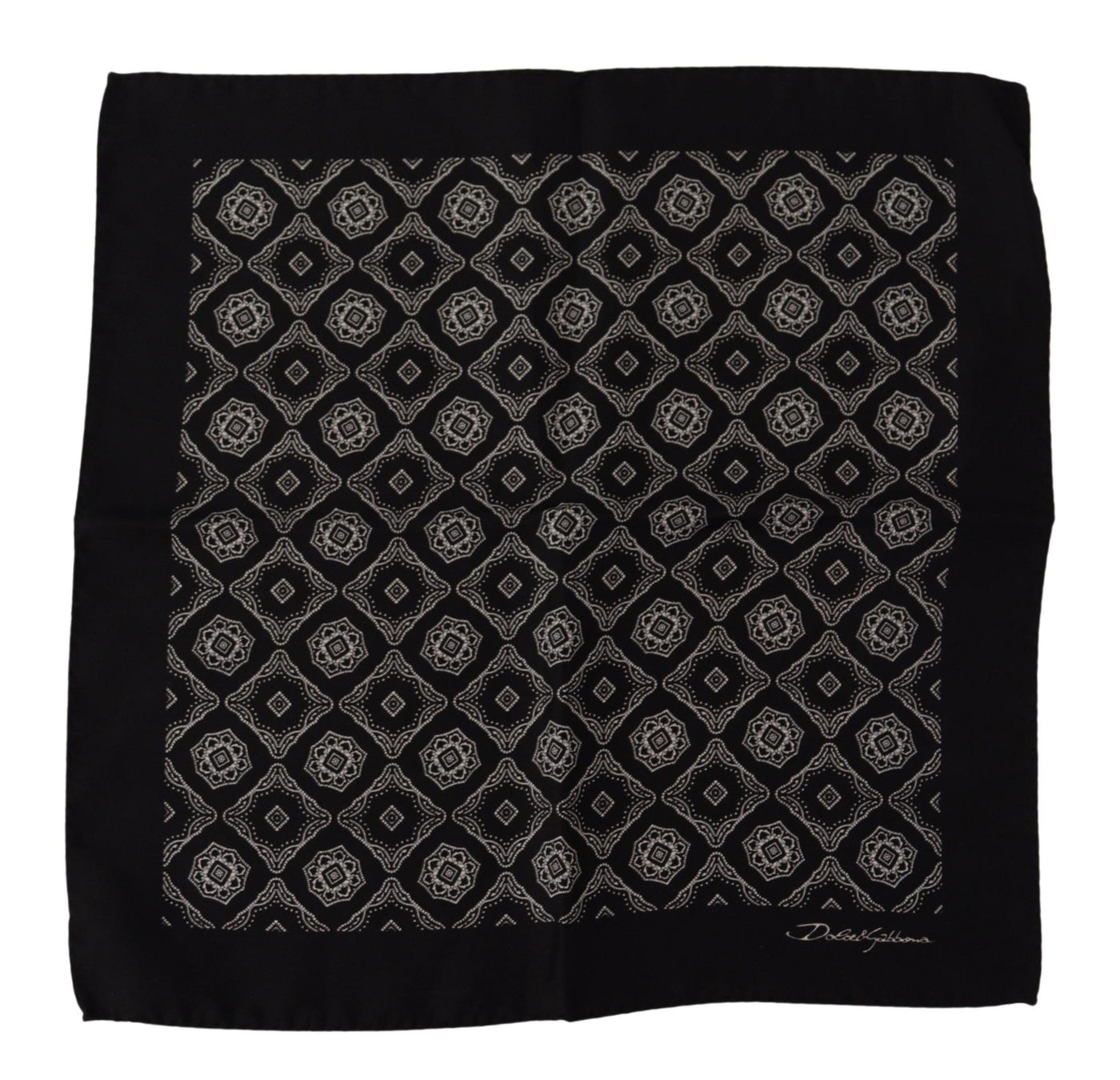 Dolce & Gabbana Schwarzes geometrisch gemustertes quadratisches Taschentuch