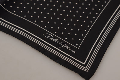 Dolce & Gabbana Schwarzes gepunktetes DG Logo Quadratisches Taschentuch