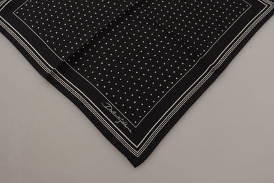 Dolce & Gabbana Schwarzes gepunktetes DG Logo Quadratisches Taschentuch