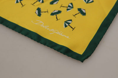 Dolce & Gabbana Gelbes bedrucktes DG Logo Quadratisches Herren Taschentuch Halstuch