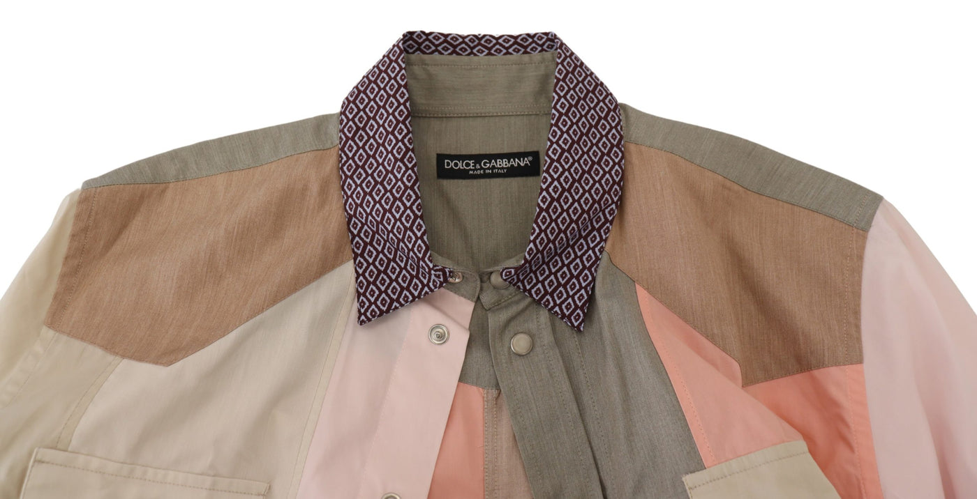 Dolce & Gabbana Schlankes Hemd aus mehrfarbigem Baumwoll-Patchwork