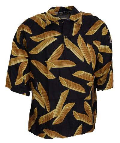 Dolce & Gabbana Schwarzes Casual Penne Rigate Leinen Casual Hemd
