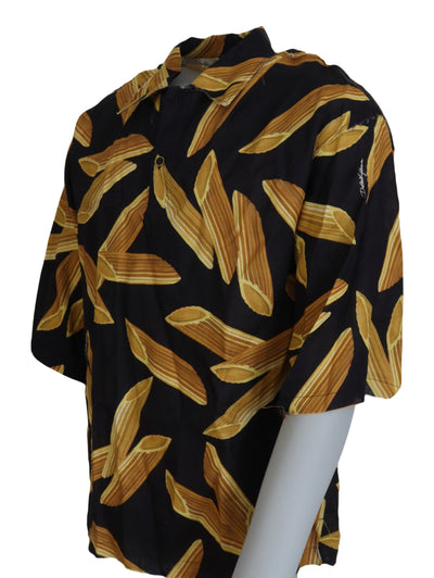 Dolce & Gabbana Schwarzes Casual Penne Rigate Leinen Casual Hemd