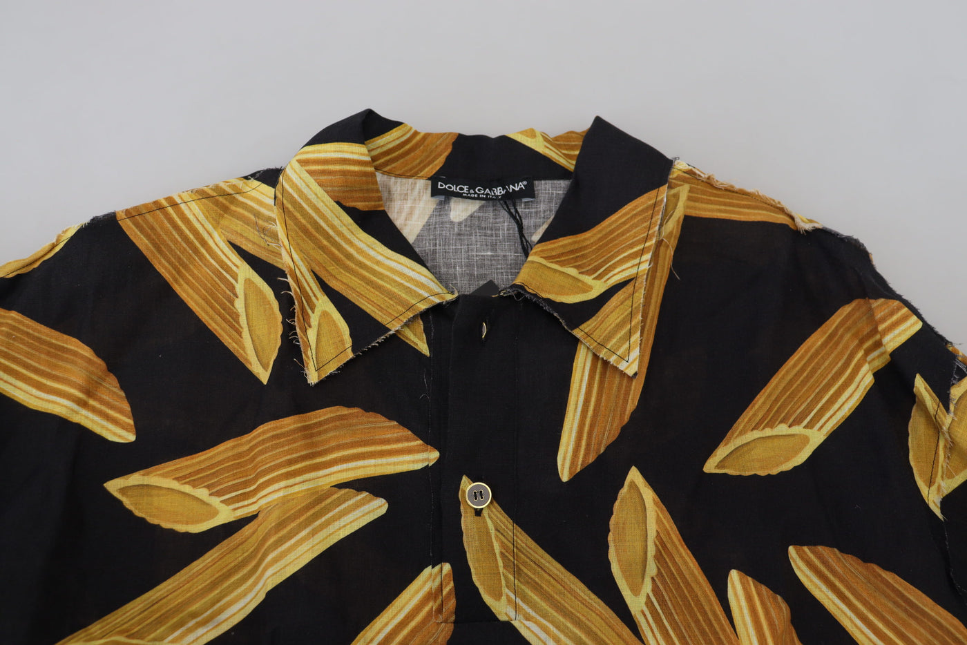Dolce & Gabbana Schwarzes Casual Penne Rigate Leinen Casual Hemd
