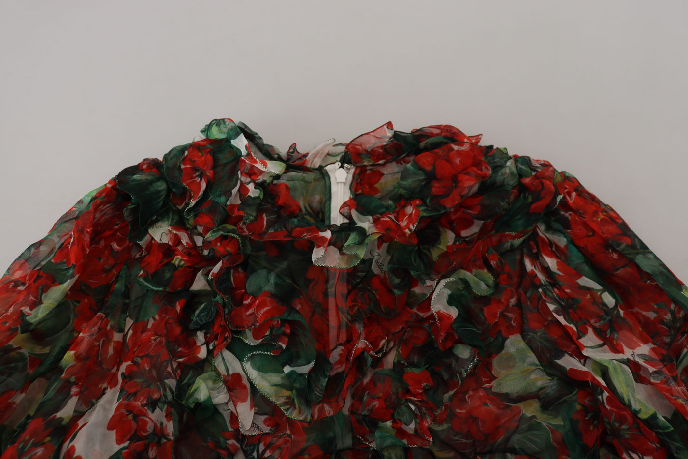 Dolce & Gabbana Multicolor Geranium A-Linie Knielanges Kleid