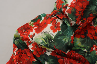 Dolce & Gabbana Multicolor Geranium Seidenmantel Midikleid