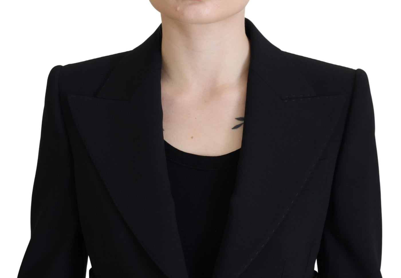 Dolce & Gabbana Schwarzer einreihig geschnittener Blazer Wolljacke
