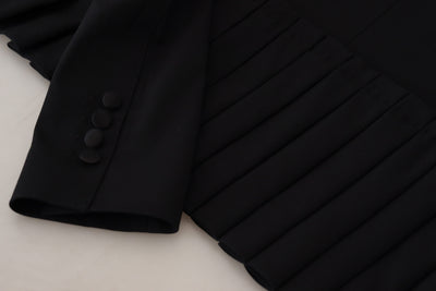Dolce & Gabbana Schwarzer einreihig geschnittener Blazer Wolljacke