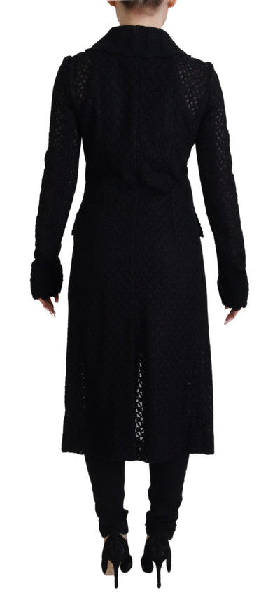 Dolce & Gabbana Schwarzer Button Down Long Blazer Baumwolljacke