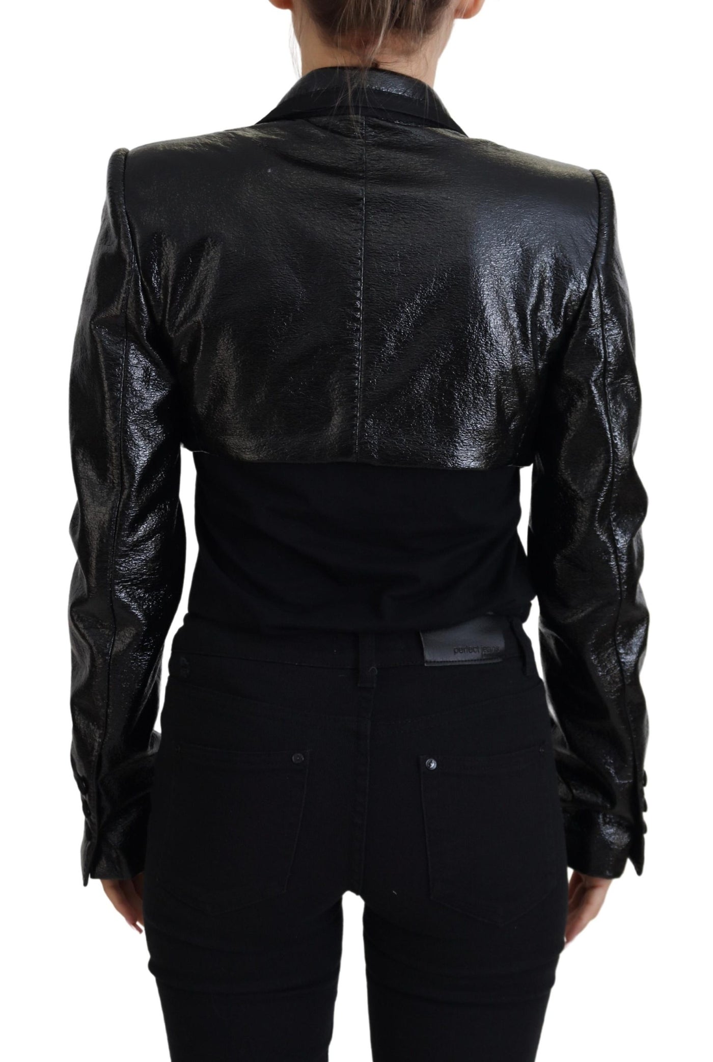 Dolce & Gabbana Schwarzer Langarm-Crop-Blazer Baumwolljacke