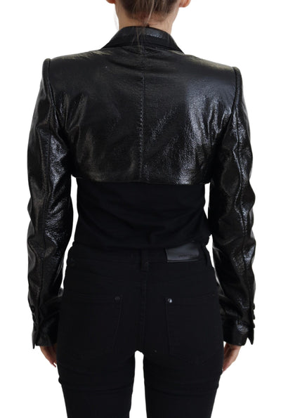 Dolce & Gabbana Schwarzer Langarm-Crop-Blazer Baumwolljacke