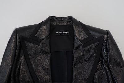 Dolce & Gabbana Schwarzer Langarm-Crop-Blazer Baumwolljacke