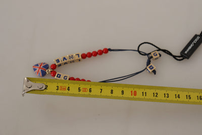 Dolce & Gabbana Rotes blaues Perlenarmband mit DG LOVES LONDON Flagge
