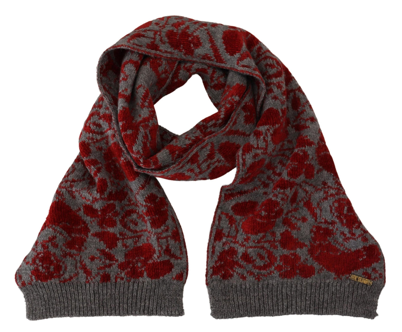 GF Ferre Rot Grau Gestrickter Wickelwärmer Damenschal Halstuch
