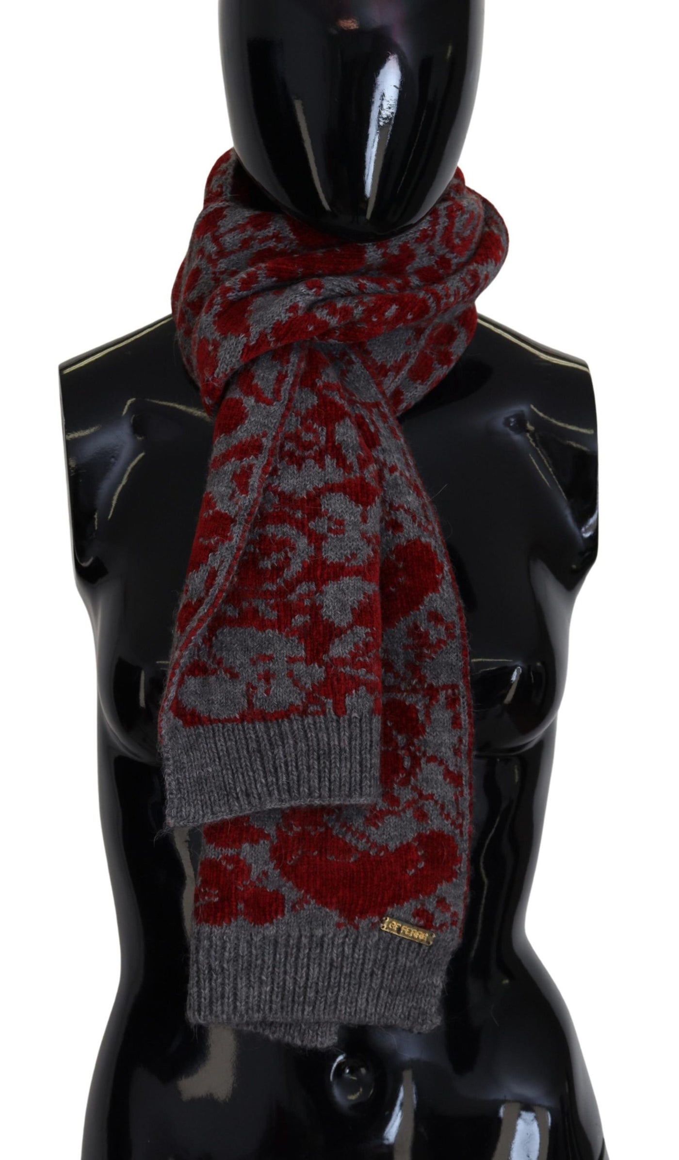 GF Ferre Rot Grau Gestrickter Wickelwärmer Damenschal Halstuch