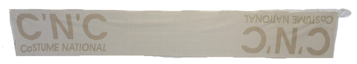 Costume National Beige Weiß Logo Wickelwärmer Schal Schal