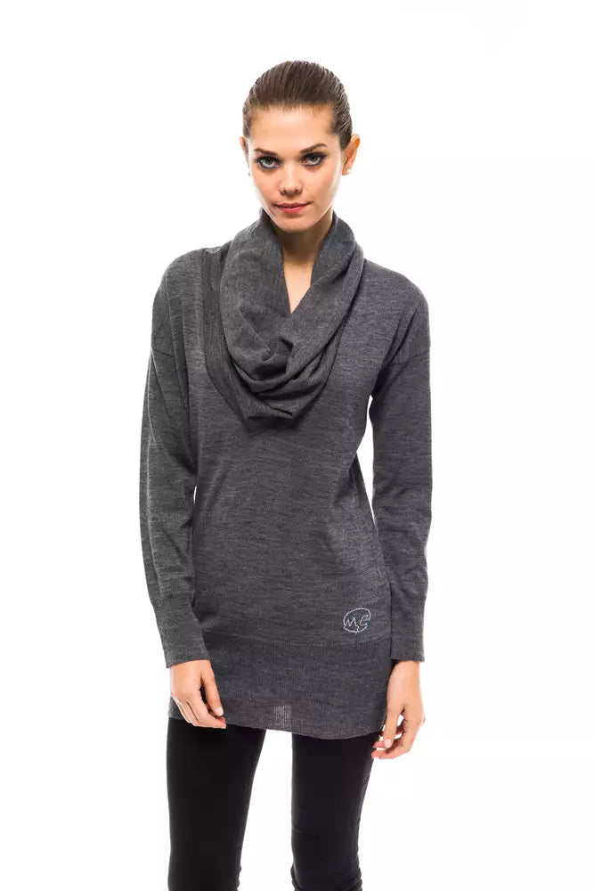 Montana Blu Grauer Pullover aus Wolle für Frauen