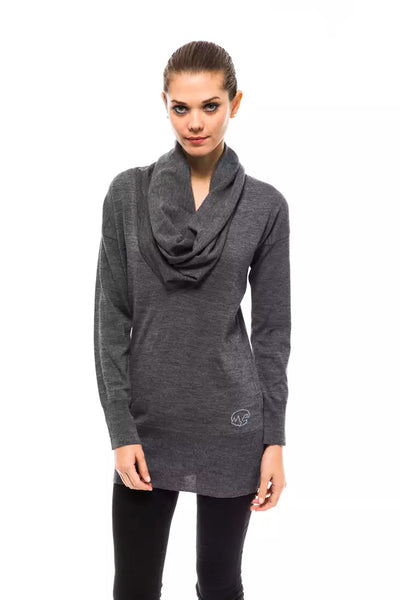 Montana Blu Grauer Pullover aus Wolle für Frauen