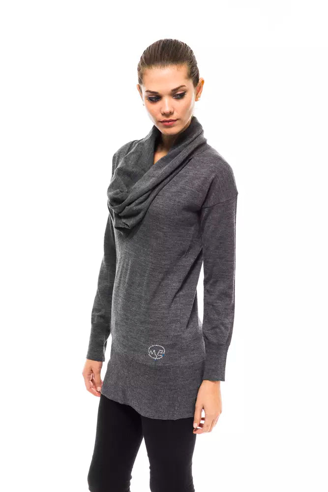 Montana Blu Grauer Pullover aus Wolle für Frauen